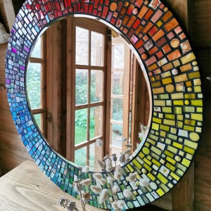 Custom order for large round rainbow mosaic mirror image 2