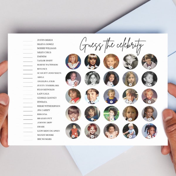 Guess The Celebrity Baby Shower Game, Who Is That Baby, Guess the celebrity baby photo, Printable Baby Shower Games, Instant Download
