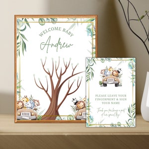 Impressão digital de chá de bebê Safari, lembrança de impressão digital, presente de chá de bebê, livro de visitas com impressão digital, lembrança de chá de bebê Safari