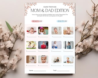 How Old Were Mom and Dad Photo Game, Modern Minimalist Age Guessing Game, Parents-to-Be Quiz, Age Guessing, How Old Were They