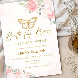 Editable Butterfly Baby Shower Invitation, Butterfly Baby Shower Invitation for Girl, Purple Butterfly, Instant Download