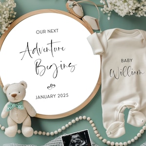 Digital Gender Neutral Announcement for Social Media, Editable Pregnancy Letter Board, Due Date Reveal, Gender Reveal, Instant Download