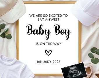 Digital Boy Pregnancy Announcement for Social Media, Editable Pregnancy Letter Board,Baby Boy Announcement, Due Date Reveal,Instant Download