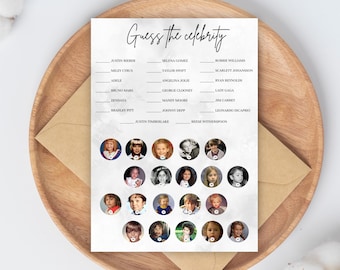 Guess The Celebrity Baby Shower Game, Who Is That Baby, Guess the celebrity baby photo, Printable Baby Shower Games, Instant Download