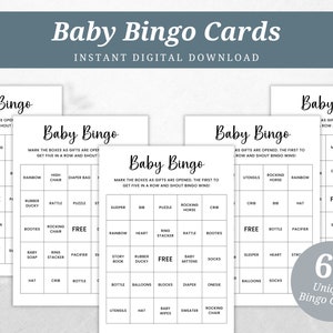 Minimalist Baby Bingo, Script Baby Shower Game, Printable Bingo Cards, Prefilled Baby Shower Bingo Cards, Baby Shower Bingo Game,