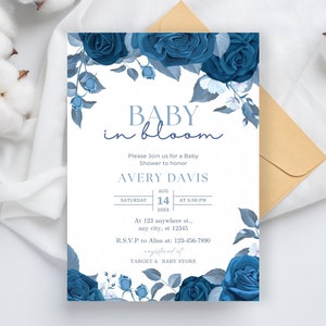 Editable Baby in Bloom Baby Shower Invitation, Wildflower Baby Shower Invitation Template, Flower Baby Shower Invitation, Digital Invite