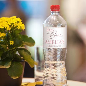 Water Bottle Labels | Blush Floral Template | Baby in Bloom Theme | Personalized Party - Wildflower Water bottle- label Garden Decoration
