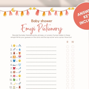 Baby Shower Emoji Pictionary, Baby Emoji Pictionary Baby Shower Game, Gender Reveal Baby Shower Games, Baby Phrases, Baby Emoji Game