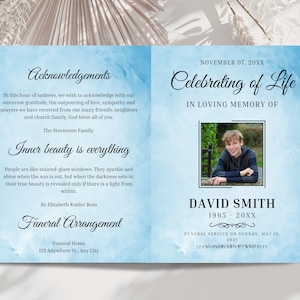 Editable Funeral Program Template, Bi-Fold Obituary Template, Obituary Template For Women 8 page, Order Of Service Celebration