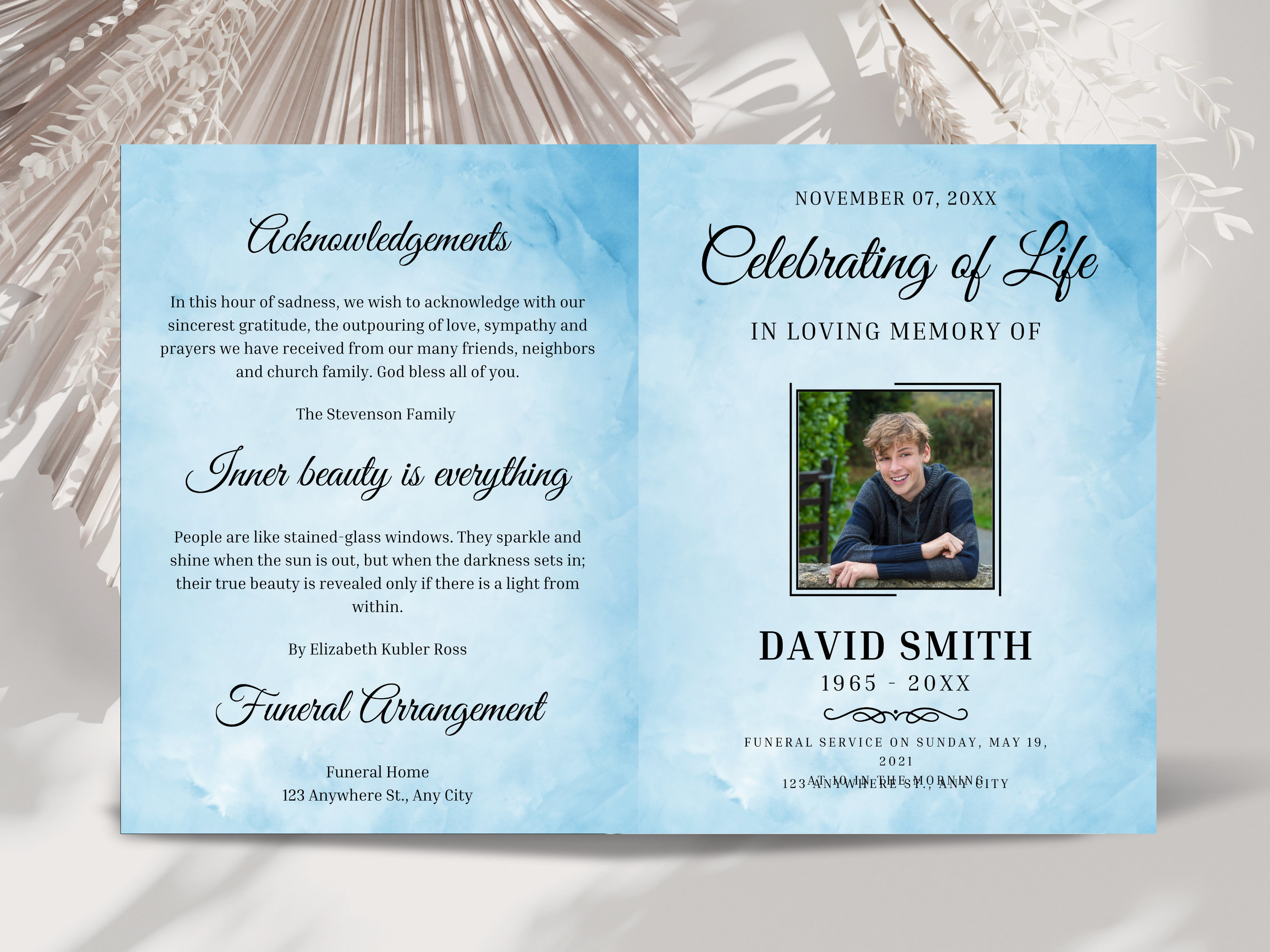 Editable Funeral Program Template Bi fold Obituary Template Obituary