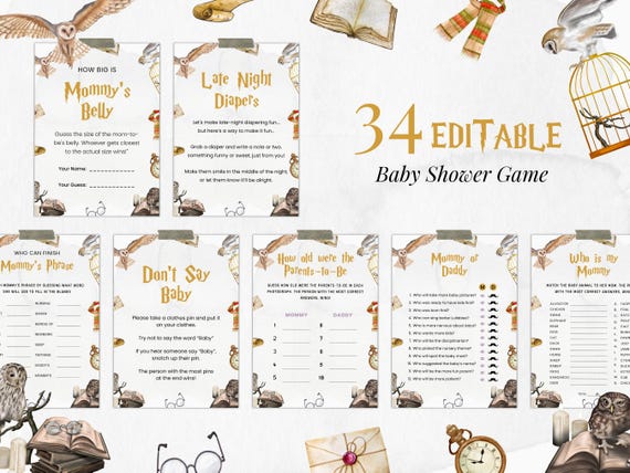 Magical Wizard theme Baby Shower Games Bundle, Couple Shower Party Activity, Magic Gender Neutral Baby Prediction, Wizarding World theme