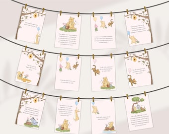 Editable Winnie the Pooh Quotes Cards, Classic Pooh Printable Wall Art, Classic Pooh Digital Prints,Gender Neutral Nursery,Baby Shower Decor