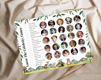 Guess The Celebrity Baby Shower Game, Who Is That Baby, Guess the celebrity baby photo, Printable Baby Shower Games, Instant Download