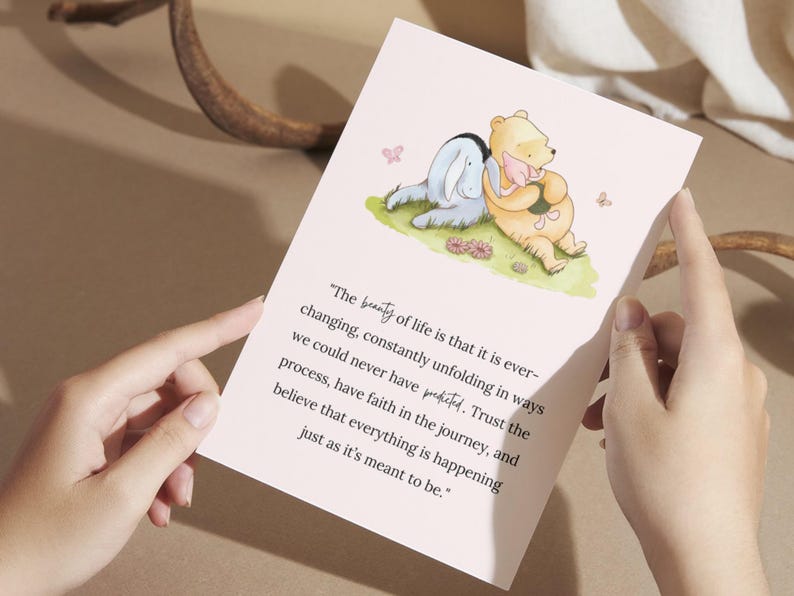 Editable Winnie the Pooh Quotes Cards, Classic Pooh Printable Wall Art