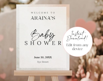 Minimalist Welcome Baby Shower Sign, Baby Shower Welcome Sign, Boho Baby Shower Welcome Sign, Baby Shower Welcome Sign Template