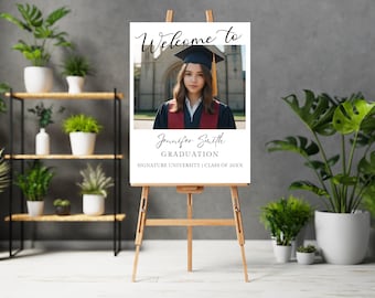 Editable Graduation Welcome Sign, Printable Congratulations Graduate Welcome Board, Grad Party Welcome Poster, Instant Download