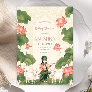 Indian Baby Shower Invitation Template, Editable Godh Bharai Invite, Seemantham Invitation, Shrimant, Valaikappu, Editable Canva Template