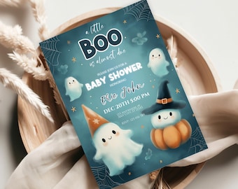 Invitación para baby shower de Halloween / Tema del fantasma de Boo / Tarjeta imprimible digitalmente / Baby shower lindo y espeluznante / Fiesta de fantasmas linda