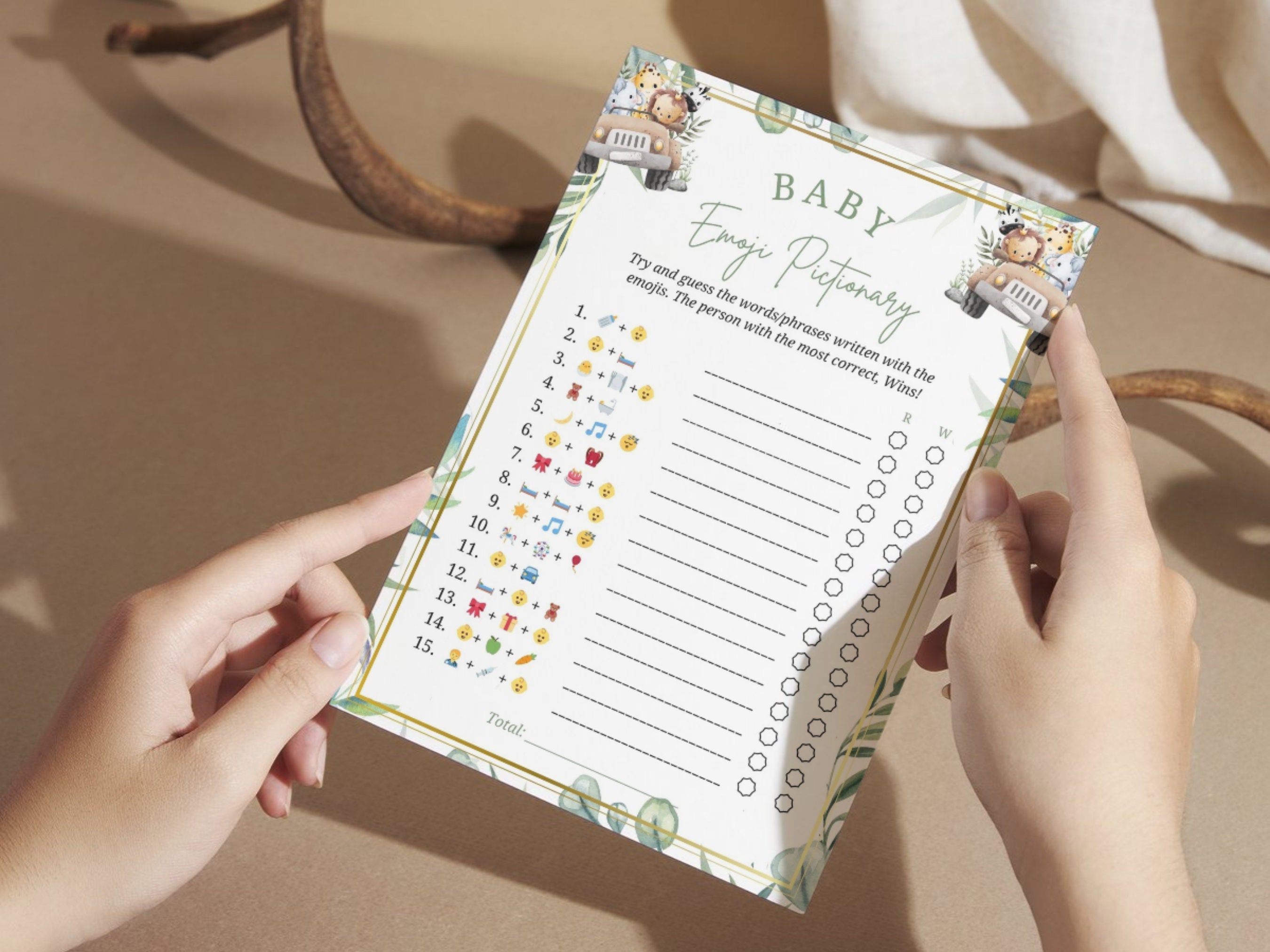 Safari Baby Shower Games Printable Children's Book Emoji Pictionary ...