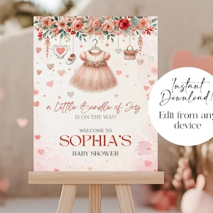 A Little Sweetheart on the way Baby Shower Welcome Sign,Editable Valentines Baby Shower Welcome Sign,February Shower Hearts Printable Poster