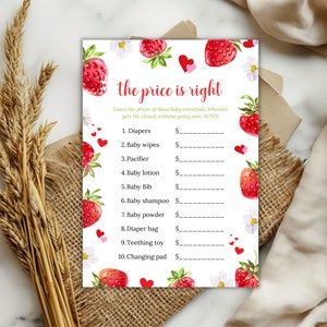 Editable The Price is Right Baby Shower Game Berries, Name the Price Berry Sweet Party, Gamecard Printable, Party Activity, Download