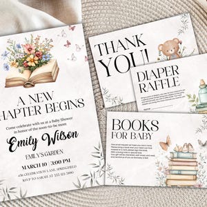 A New Chapter Begins Baby Shower Invitation, Gender Neutral Storybook Baby Shower Invite, Storybook Baby Shower Template, Instant Download