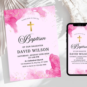 Photo Baptism Invitation Template, Girl Baptism Invitation Template, Wildflower Baptism Invite Christening Invitation Baptism Mobile invite