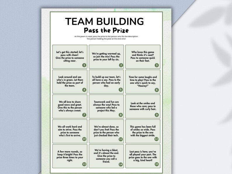 Team Building Pass the Prize Game, Team Building Activity, Pass the ...