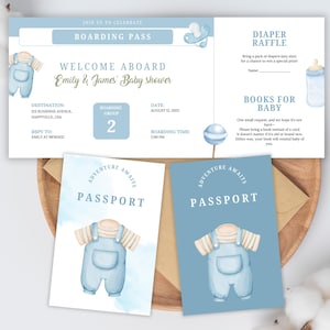 Convite para chá de bebê com cartão de embarque, convite para chá de bebê com balão de ar quente, passagem aérea para impressão, presente de viagem personalizado