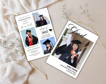 Graduation Party Invitation, Graduation Announcement Invitation, High School Graduation, Modern Minimalist Invitation Template Download