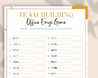 Büro Spiele, Team Building Spiele, Office Emoji Spiele, Mitarbeiter Spiele, Happy Hour Büroparty, Druckbares Team Building Spiel, Arbeitsfeier