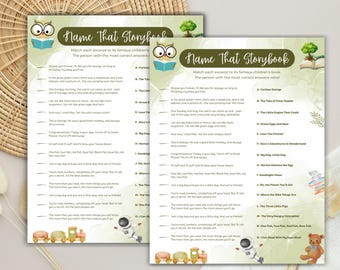 Name That Storybook Baby Shower  Game, Storybook Match Game, How Well Do You Know Children's Literature, Printable Baby Shower Activity Card