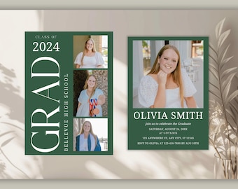 Graduation Party Invitation, Graduation Announcement Invitation, High School Graduation, Modern Minimalist Invitation Template Download