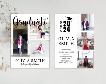 Graduation Party Invitation, Graduation Announcement Invitation, High School Graduation, Modern Minimalist evite,Modern Photo Grad Evite