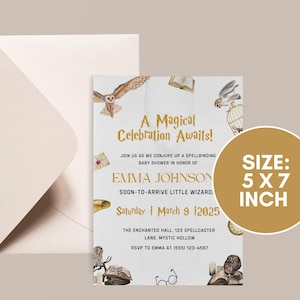 Wizard Baby Shower Invitation, Magical Baby Shower,Editable Wizard Baby Shower Template, Magical Boy Baby shower Invitation