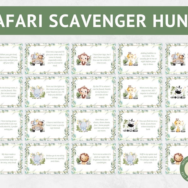 Safari Scavenger Hunt Printable - Etsy