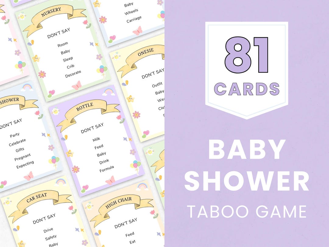 Baby Shower Taboo Card Game , Printable Baby Shower Taboo Cards, Baby ...
