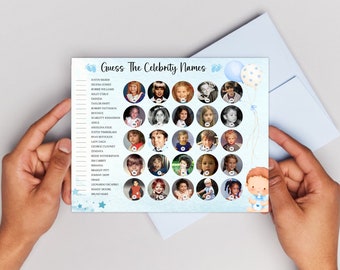 Guess The Celebrity Baby Shower Game, Who Is That Baby, Guess the celebrity baby photo, Printable Baby Shower Games, baby shower activity