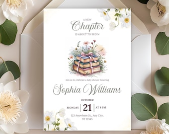 A New Chapter Begins Baby Shower Invitation, Gender Neutral Storybook Baby Shower Invite, Fairytale-Themed Digital Invite, Instant Download