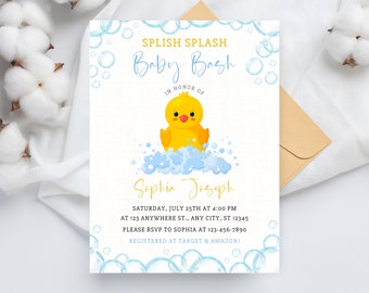 Splish Splash Baby Shower Invitation: Blue Beach Theme (Digital Download)