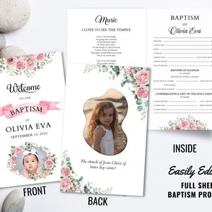 wild flowers LDS Girl Baptism Program, Minimal Editable Baptism Template,  Neutral Baptism Program, Instant Download, Canva Template