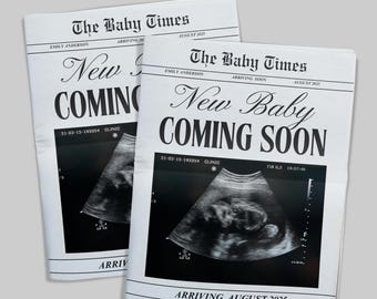 Krant babyaankondiging zwangerschap aankondiging krant sjabloon, baby reveal, Instant Download (digitale download)