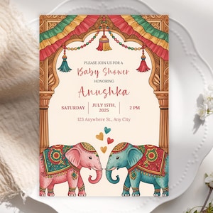 Indian Baby Shower Invitation Template, Editable Godh Bharai Invite, Seemantham Invitation, Shrimant, Valaikappu, Editable Canva Template