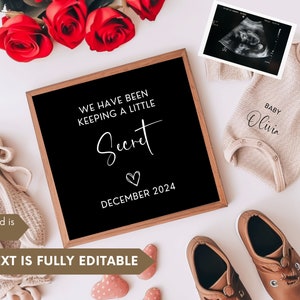 Digital Gender Neutral Pregnancy Announcement for Social Media, Editable Pregnancy Letter Board, Due Date Reveal, Instant Download