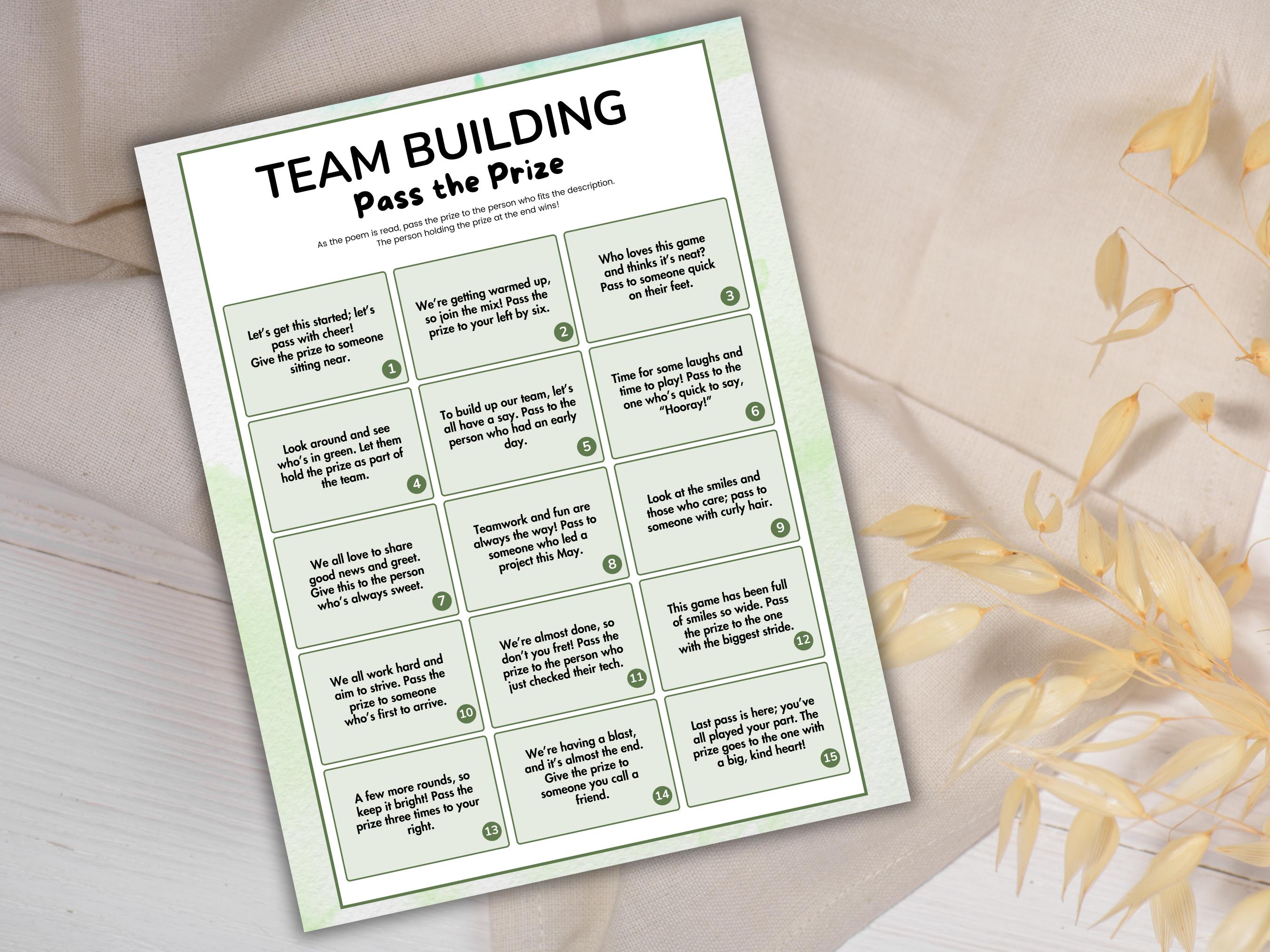 Team Building Pass the Prize Game, Team Building Activity, Pass the ...