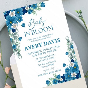 Editable Baby in Bloom Baby Shower Invitation, Wildflower Baby Shower Invitation Template, Flower Baby Shower Invitation, Digital Invite