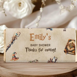Wizard Baby Shower Chocolate Wrapper, Magic Candy Bar Wrapper, Editable Party Favor, Wizard Theme Baby Shower, Digital Download