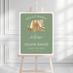 Boy Baby Shower Welcome Sign Template, Boho Boy Baby Shower, Baby boy is on his way, Gender Reveal Clothesline welcome sign Editable