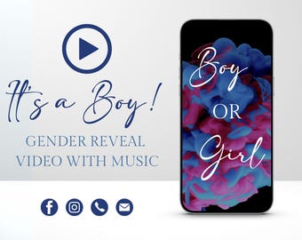 It's a Boy Video Pregnancy Announcement, Digital Baby Announcement,| Video Gender Reveal, Social Media Video Countdown Announcement