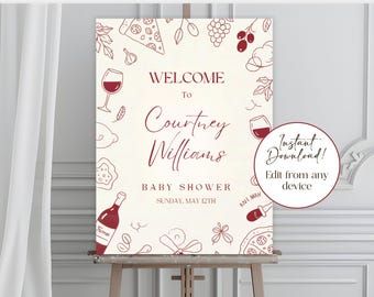 Slice Slice Baby Shower Welcome Sign Template, Pizza Party Baby Shower, Pizza Theme Baby Shower, Gender Neutral, Instant Download